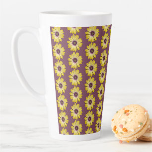 Gelbe afrikanische Daisy-Blumenmuster auf Lila Milchtasse