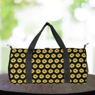 Gelbe afrikanische Daisy-Blumenmuster auf Schwarz Duffle Bag