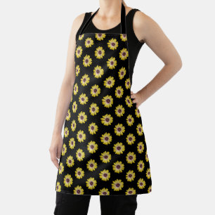 Gelbe afrikanische Daisy-Blumenmuster auf Schwarz Schürze