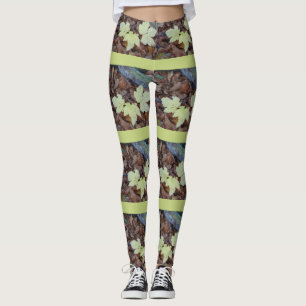 Gelbe Ahorn-Blätter brennend Leggings