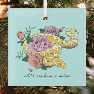 Gelbe Albino-Ballpython Teal-Rosen Ornament Aus Glas