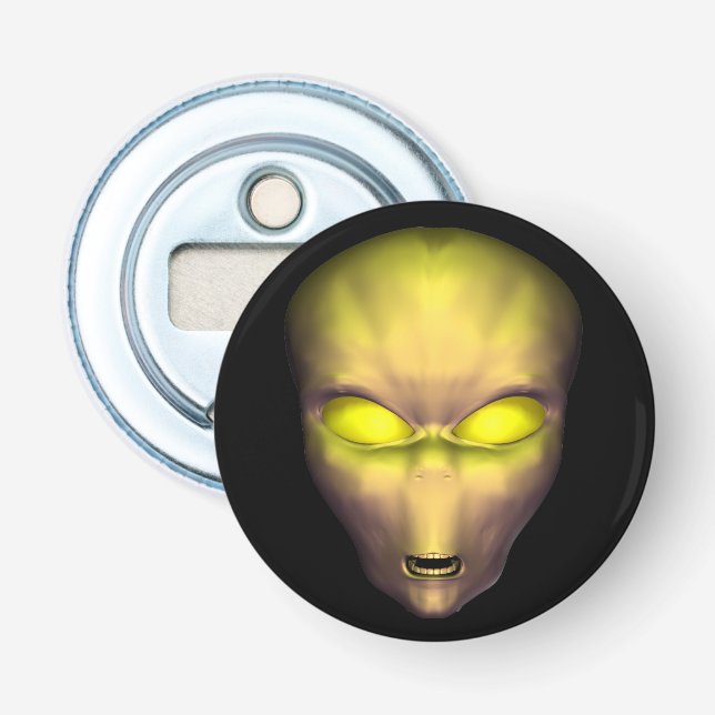 Gelbe Alien Flaschenöffner (Vorderseite)