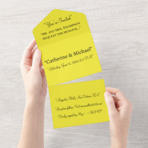 Gelbe All-in-One-Hochzeitseinladung All In One Einladung