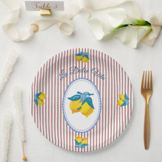 Gelbe Amalfi-Zitronen im mediterranen Stil Pappteller