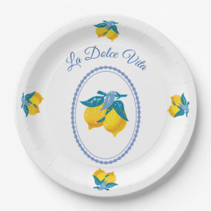 Gelbe Amalfi-Zitronen im mediterranen Stil Pappteller
