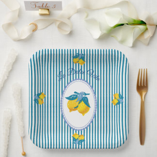 Gelbe Amalfi-Zitronen im mediterranen Stil Pappteller