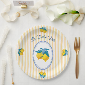 Gelbe Amalfi-Zitronen im mediterranen Stil Pappteller
