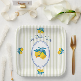 Gelbe Amalfi-Zitronen im mediterranen Stil Pappteller