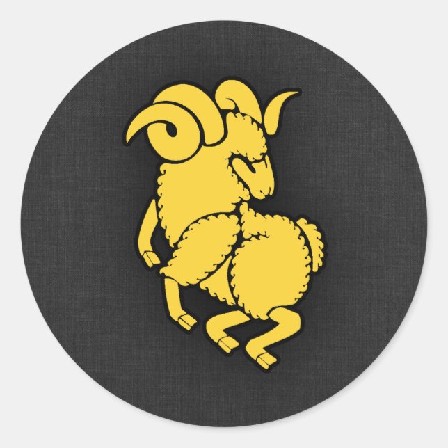 Gelbe Amber Aries Runder Aufkleber (Vorderseite)