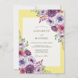 Gelbe Amethyst-Blüten-Hochzeit Einladung