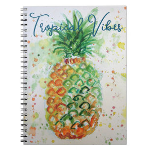 Gelbe Ananas Frucht Strand Tropic Vibes Notizblock