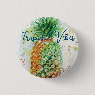 Gelbe Ananas Fruchtstrasse tropische Stäbe Button