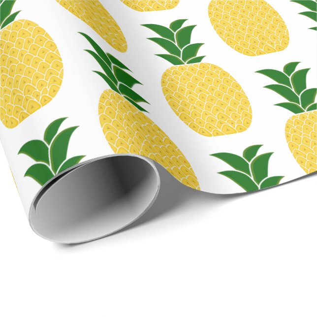 Gelbe Ananas Geschenkpapier (Rolleneckpunkt)