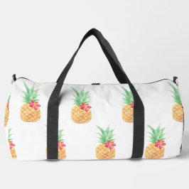 Gelbe Ananas mit rosa Blume Nahtloses Muster Duffle Bag