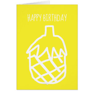 Gelbe Ananas, moderne, einfache Kontur