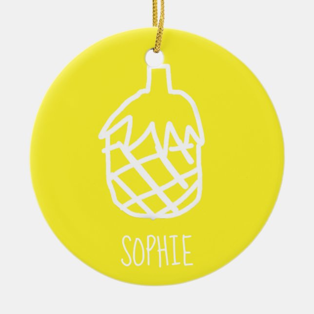 Gelbe Ananas, moderne, einfache Kontur Keramik Ornament (Vorne)