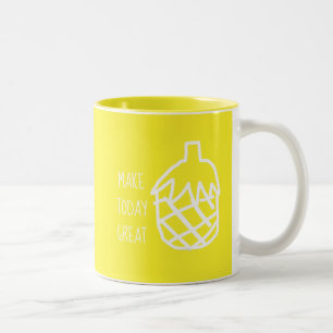 Gelbe Ananas, moderne, einfache Kontur Zweifarbige Tasse