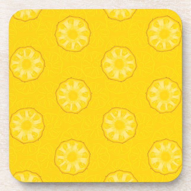 Gelbe Ananas schneidet Muster Getränkeuntersetzer (Vorderseite)