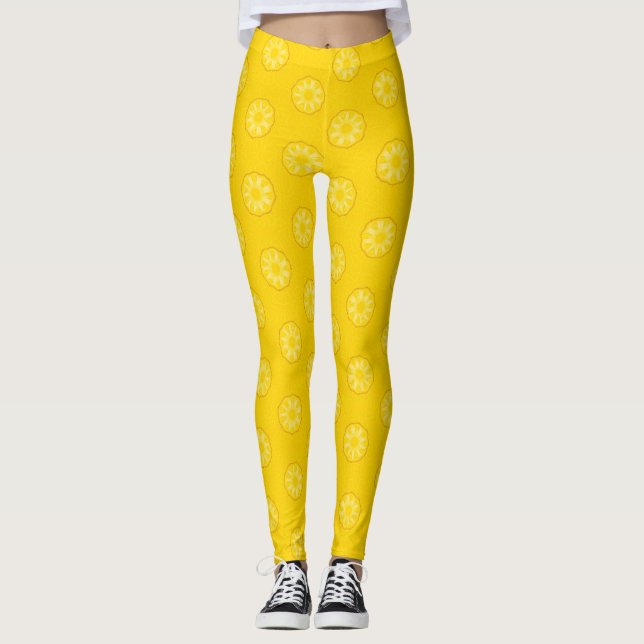 Gelbe Ananas schneidet Muster Leggings (Vorderseite)
