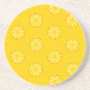 Gelbe Ananas schneidet Muster Sandstein Untersetzer
