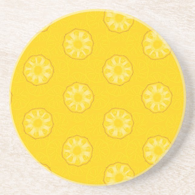 Gelbe Ananas schneidet Muster Sandstein Untersetzer (Vorne)