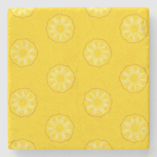Gelbe Ananas schneidet Muster Steinuntersetzer