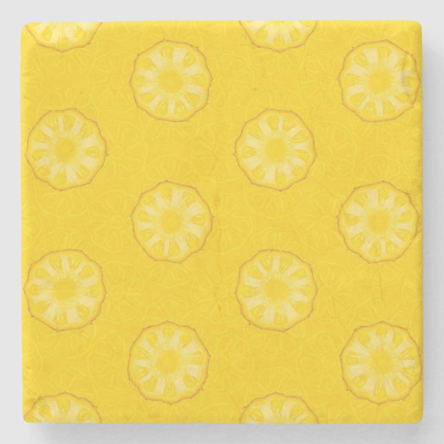 Gelbe Ananas schneidet Muster Steinuntersetzer (Vorderseite)