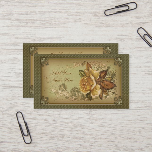 Gelbe antike Rose Visitenkarte (Vorderseite/Rückseite Beispiel)