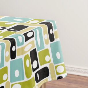 Gelbe Aqua-Grüne Rechtecke aus den 50er Jahren Tischdecke