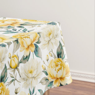 Gelbe Aquarell-Blumen Elegante Botanik Tischdecke