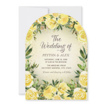 Gelbe Aquarell-Blumen-Gold-Glitter-Bogen-Hochzeit