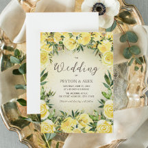 Gelbe Aquarell-Blumen-Hochzeit mit goldenem Glitte