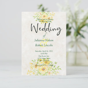 Gelbe Aquarell-Blumen-Hochzeitseinladung Einladung
