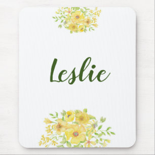 Gelbe Aquarell-Blumen Mousepad