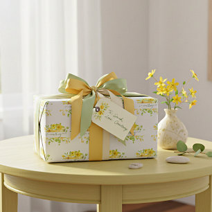 Gelbe Aquarell-Blumen personalisierte Verpackung p Geschenkpapier