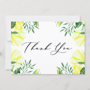Gelbe Aquarell-Rosen und Pfingstrosen Dankeskarte