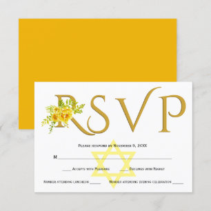 Gelbe Aquarellfarben Blume B' Nicht Mitzvah UAWG RSVP Karte