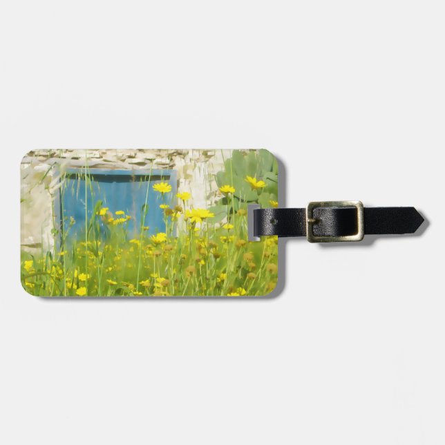 Gelbe Aquarellfarben-Blume Gepäckanhänger (Vorderseite horizontal)