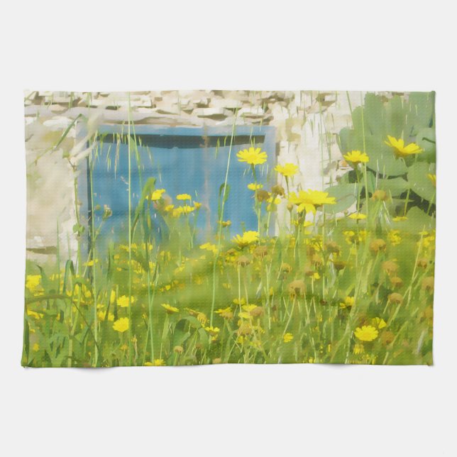 Gelbe Aquarellfarben-Blume Handtuch (Horizontal)