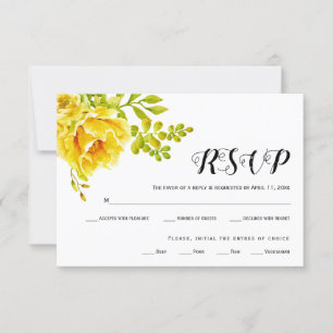 Gelbe Aquarellfarben-Blume Hochzeitskarte RSVP Karte