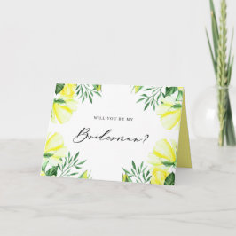 Gelbe Aquarellfarben-Rose werden meine Briddemagd Karte