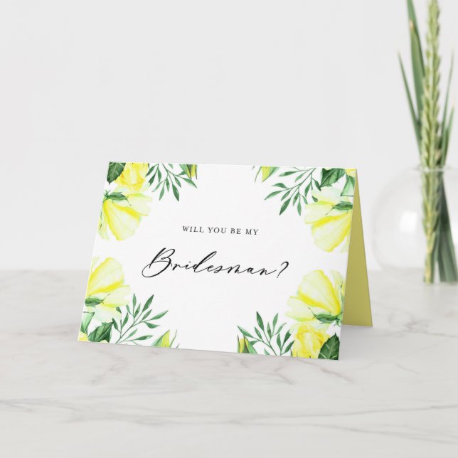 Gelbe Aquarellfarben-Rose werden meine Briddemagd  Karte (Vorderseite)