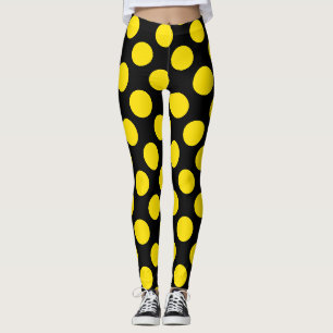 Gelbe auf schwarzen Punkten-Leggings Leggings