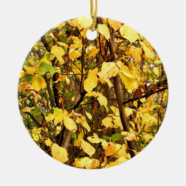GELBE AUTUMNSTÜCKE KERAMIKORNAMENT (Vorne)