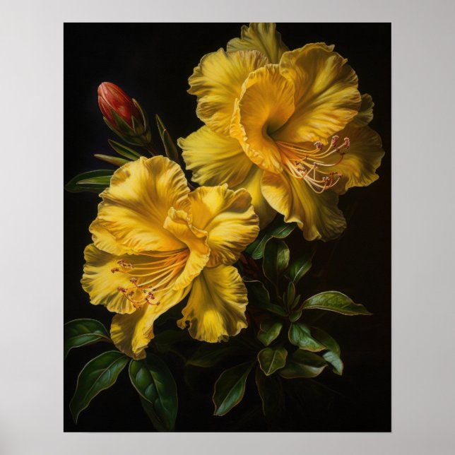 Gelbe Azalea Blume Art Print Poster (Vorne)