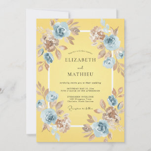 Gelbe Azure-Blüten-Hochzeit Einladung