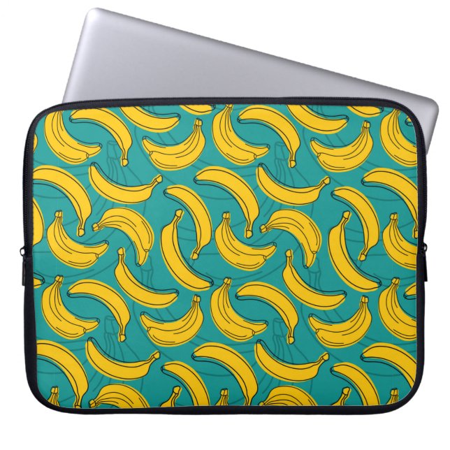 Gelbe Banane mit schwarzer Kontur  Laptopschutzhülle (Vorderseite)