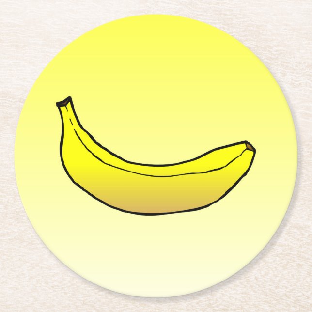 Gelbe Banane Runder Pappuntersetzer (Vorderseite)