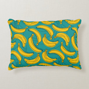 Gelbe Banane: Vintage schwarze Kontur Dekokissen