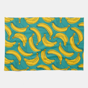 Gelbe Banane: Vintage schwarze Kontur Geschirrtuch